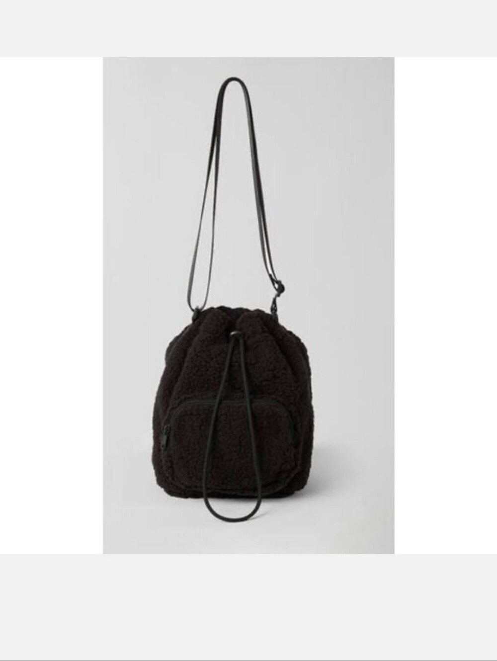 32 Degrees Black Sherpa Drawstring Mini Bucket Bag